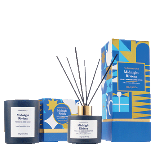 Midnight Riviera Freesia & Sea Breeze Duo - Candle & Reed Diffuser Gift Set with Gift Bag