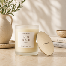 Nutrimetics Gift Boxed Palm Island scented Candle. Perfect for gifting. Australia and New Zealand. Shop Afterpay and Paypal