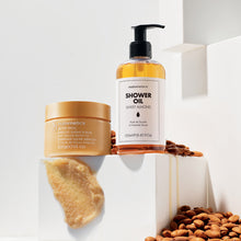 Nutrimetics Sweet Almond Shower oil and Nutri-Rich Apricot body scrub. Available in Australia and New Zealand with Afterpay and Paypal